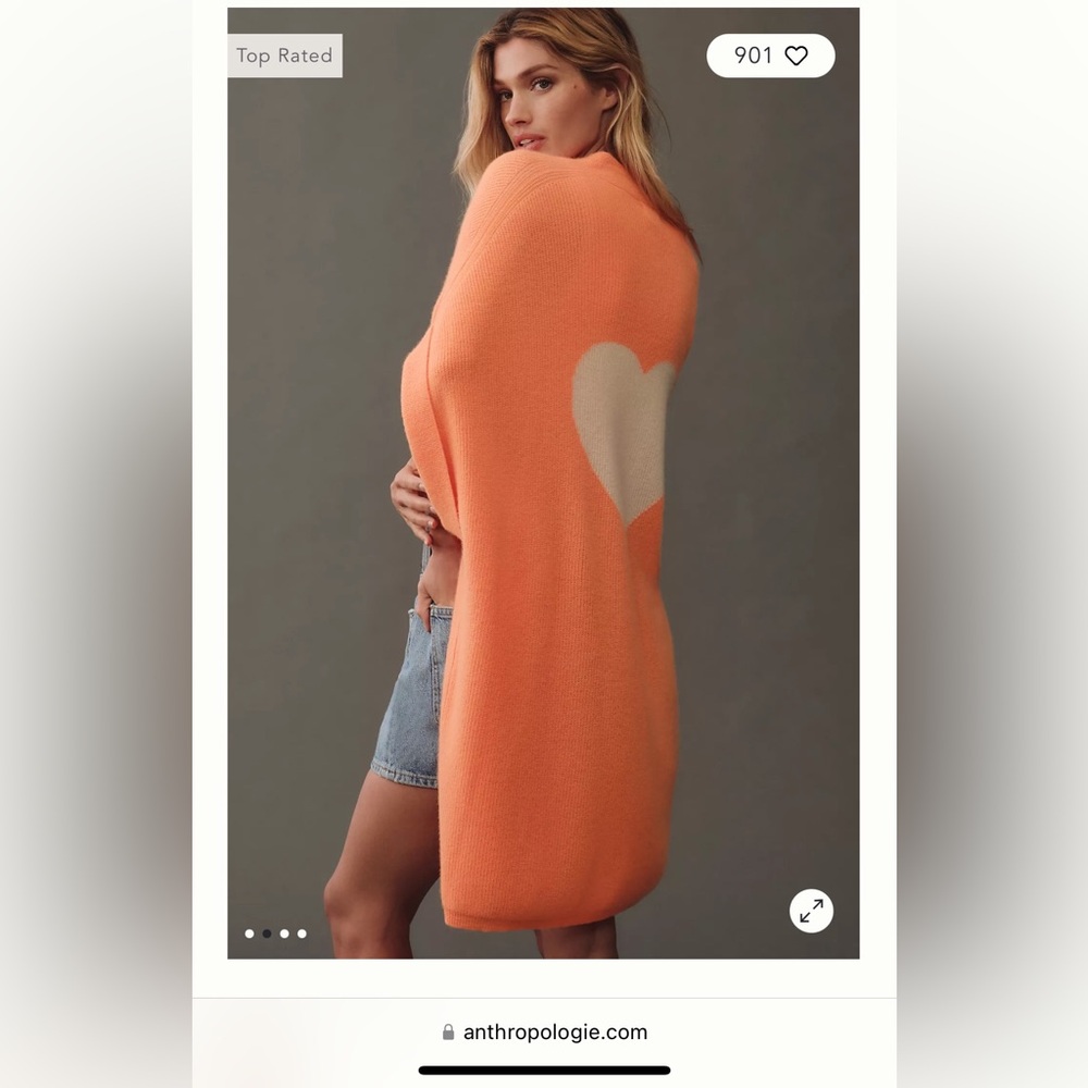Anthropologie Pilcro Orange Heart Sweater cashmere - Picture 1 of 4